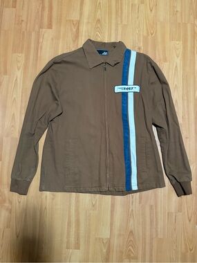 Lost Brown Zip Jacket with Blue and Cream Stripes